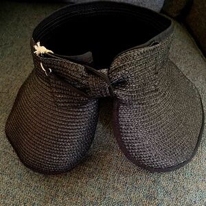 🆕 Grace & Lace ☀️ Black Packable Sun Visor Wrap around, Vacation, Beach 😎 Pool